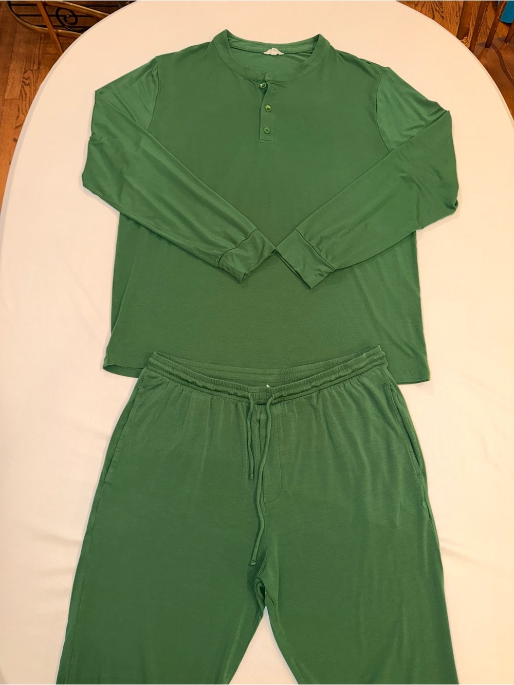 Eberjey Henry Men's Pajama Set Long Sleeve Henley Top and Pants Forest Green M